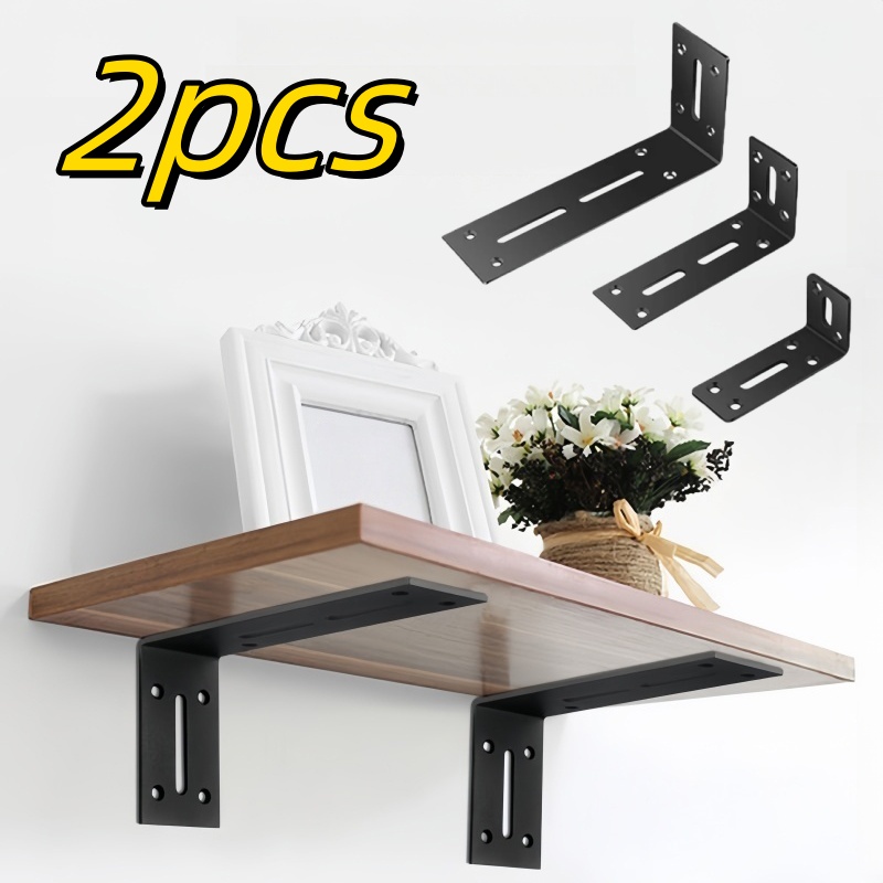 Home Improvement Mall - 90度ブラックブラケット2個、調整可能で取り付けが簡単、テーブル、キャビネット、家庭用ハードウェアアクセサリーに使用されます。