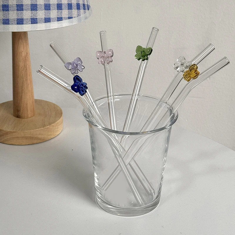 Home Improvement Shop - 耐熱ガラスストロー19cm,かわいい,カクテル,ジュース,飲用,フェスティバル,結婚披露宴用,1パーツ