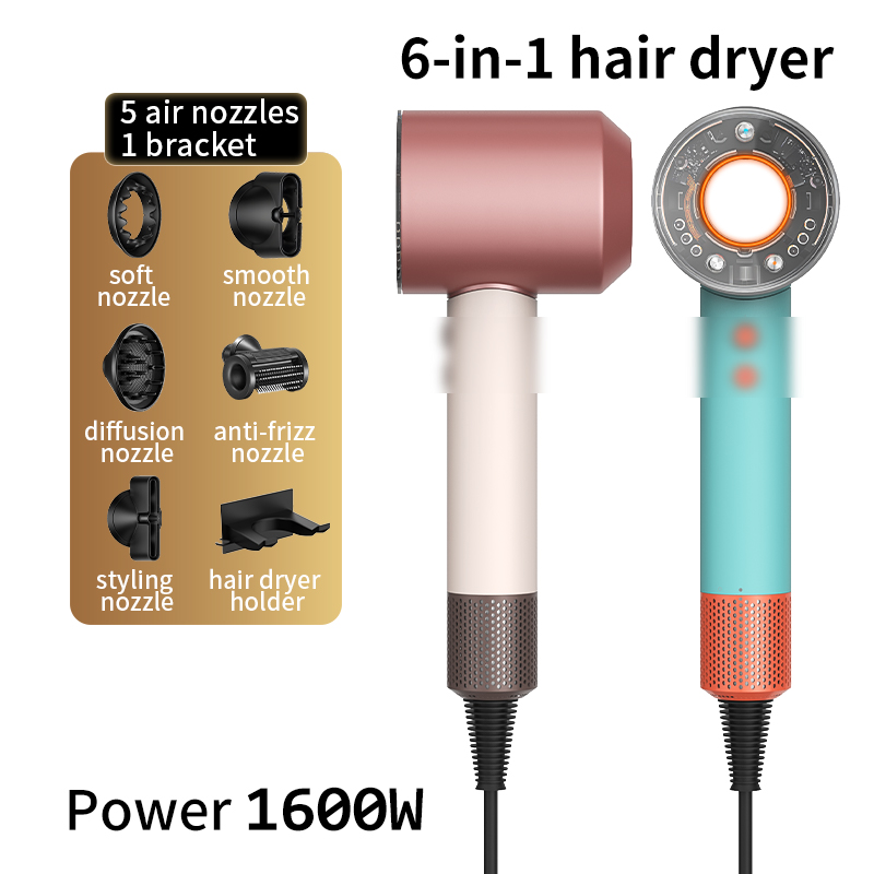 Home Improvement Mall - ハイウィンドホームマイナスイオンサイレントヘアドライヤー1700Wインテリジェントセンシング簡単ヘアケア熱くない髪へと別れを告げる