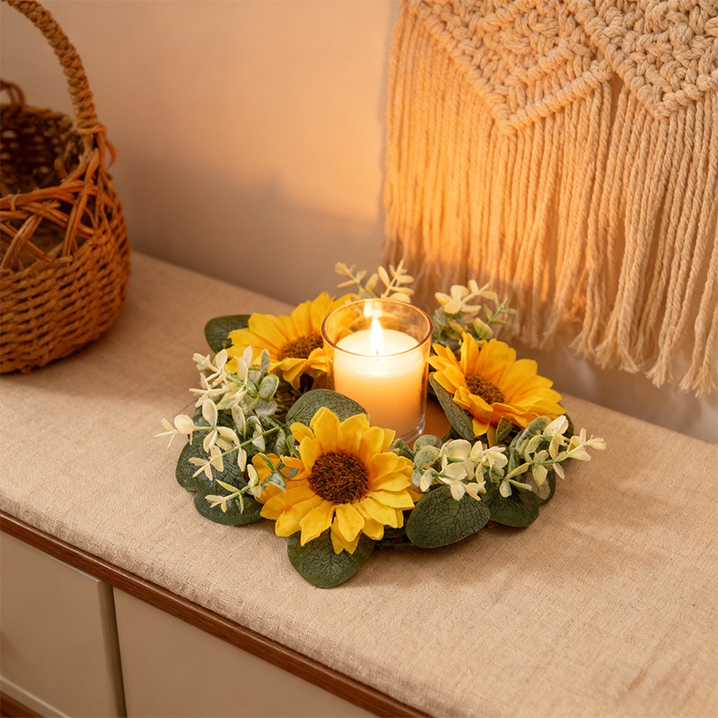 人工ひまわりリース 軽量造花キャンドルホルダー 装飾花リース - Home Improvement Shop のレビューと価格